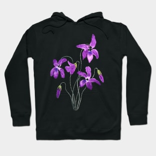 violet flowers watercolor Hoodie
